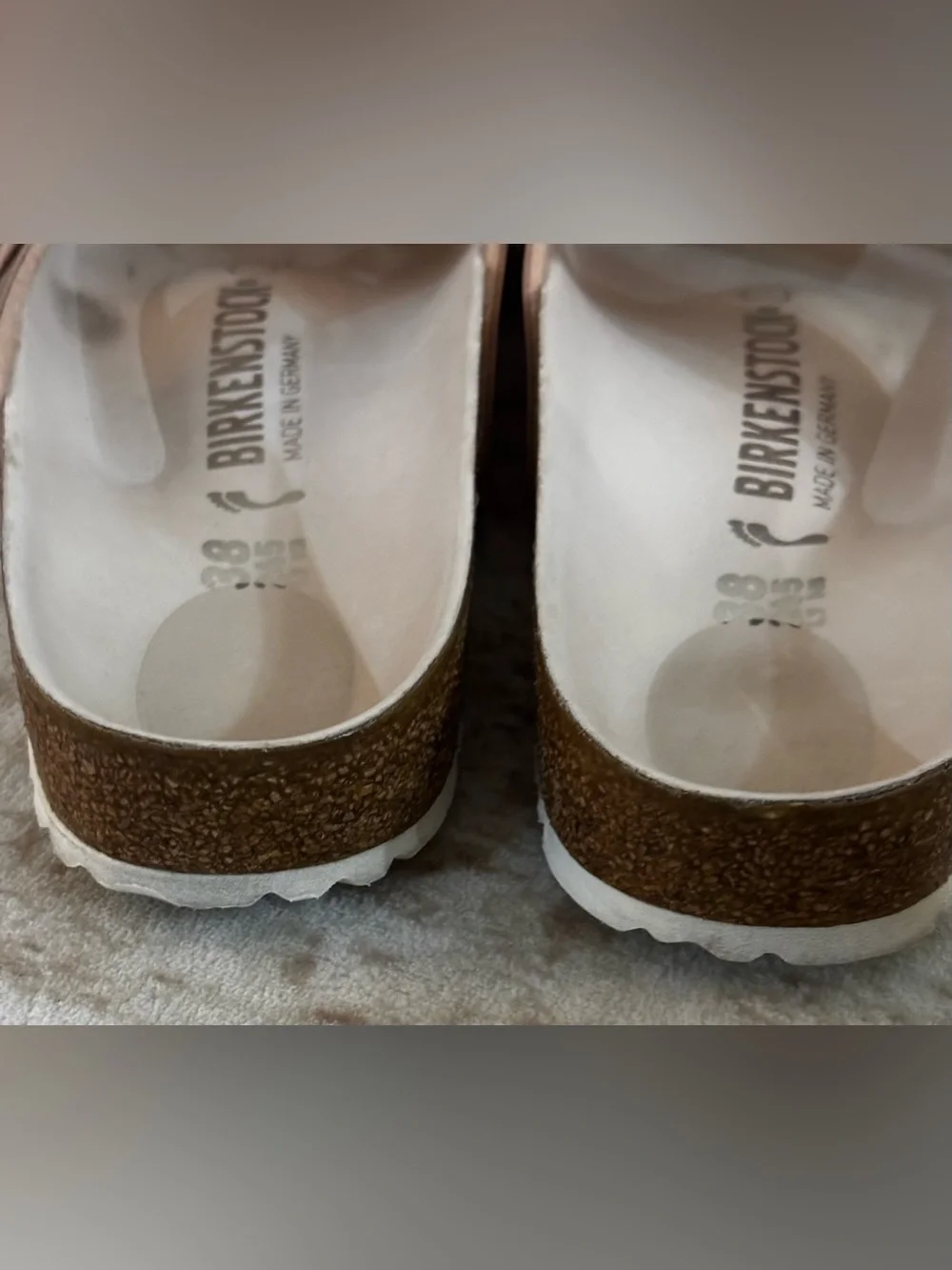 Birkenstock Yao Rose Gold Metallic Slide Sandals Size 38 US 7/7.5